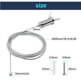 12 Sets Hexagon Garage Light Suspension Cables Kit Steel Hanging Chains 6.5ft, Hex Honeycomb Light Connectors Pendant Light Wire Rope Cable Heavy Duty Chandelier Wire Adjustable (2m 12pcs)