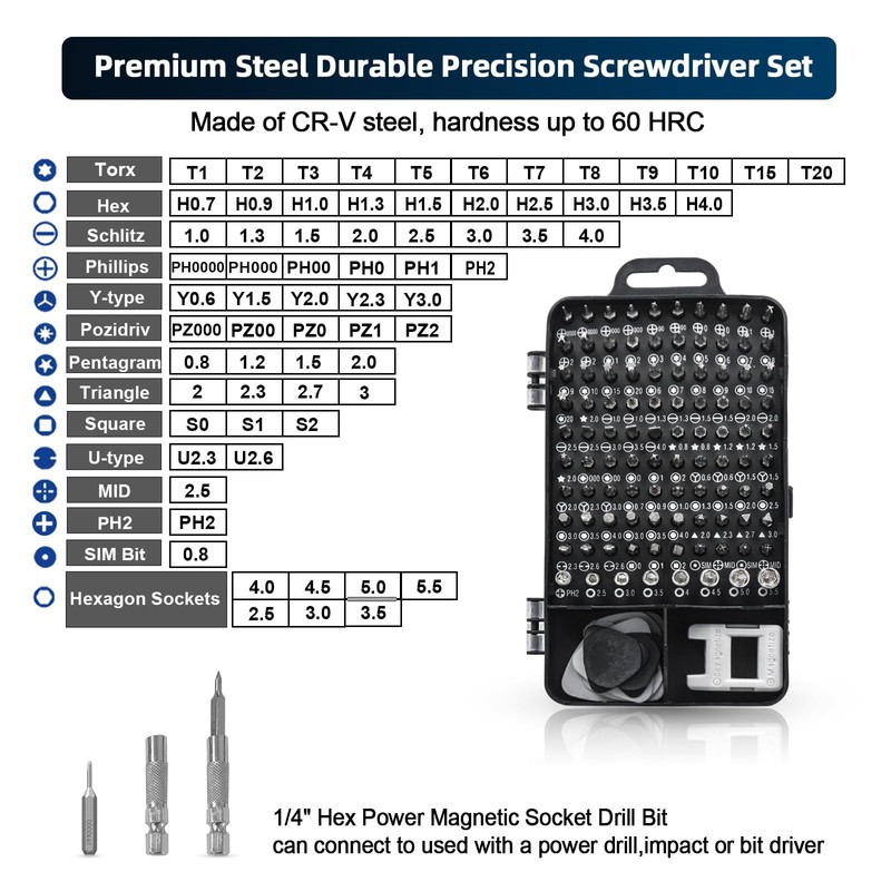 Precision Mechanics Tool Set 115 in 1, Precision Tool Set
