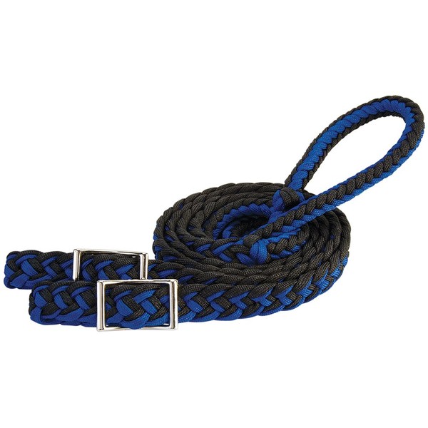 Weaver Leather Braided Nylon Barrel Rein , Blue/Black , 1/2 X 8'
