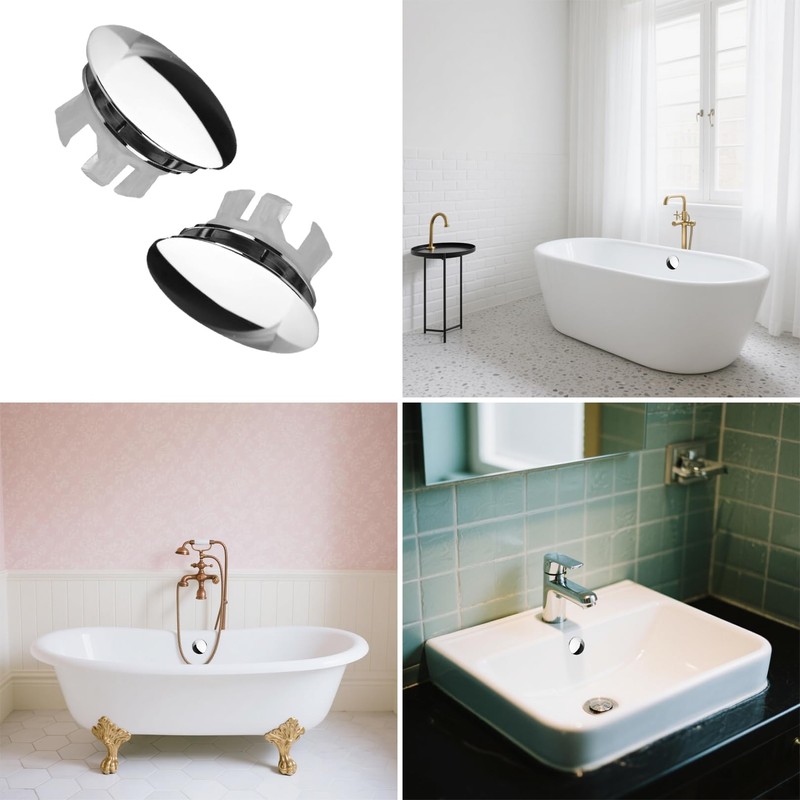 Pack of 2 Sink Overflow Covers, Siphon Cover for Sink