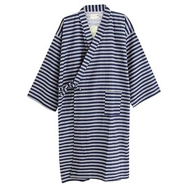 QCHOMEE Bathrobe, Jinbei, Pajamas, Yukata, Men's, Women's, 100% Cotton, Texture, Japanese Style, Front Opening, Sleepwear, Homewear, Couples, Work Clothes, Inn, Hotels, blue