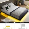 Liians Queen Size Floating Bed Frame with USB Charging Station