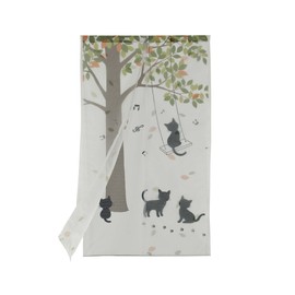 Narumikk 09-010 Double Swing Cat Noren, Size: 33.5 x 59.1 inches (85 x 150 cm)