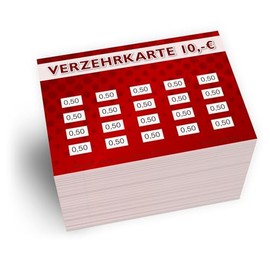 250 consumption cards DIN A7, total value 10 euros, practical alternative to tokens, for clubs, catering etc., easy cashless payment