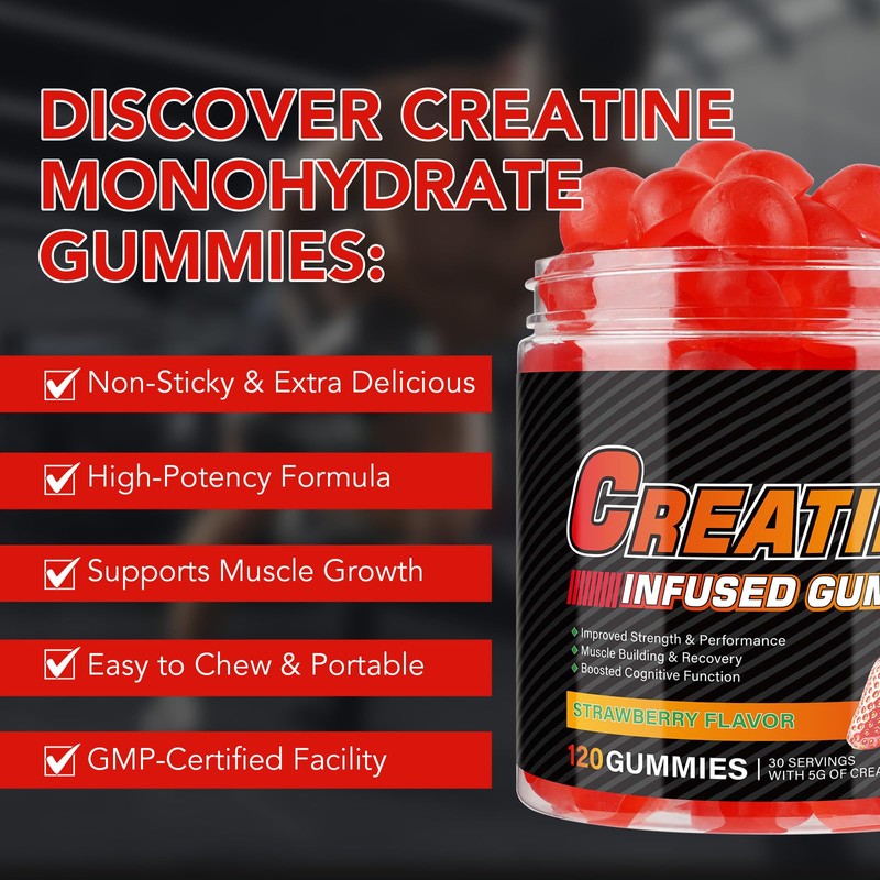 AEBEFBAW Creatine Monohydrate Gummies for Men & Women – Sugar