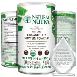 Natural Nutra Organic Vegan Plant Based Soy Protein Source Powder, Support Midlife Transition, Supports Bone and Improves Cardiovascular Health, Gluten Free, Non GMO, Sugar-Free 14.4 OZ.