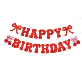DIADARL Cherry Happy Birthday Banner Cherry Birthday Party Decorations Fruit Theme for Girls Women Birthday Party Supplies
