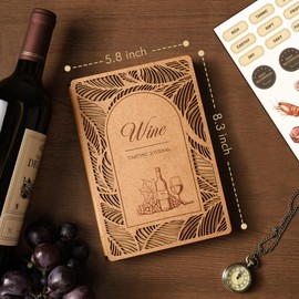 Wine Tasting Journal - Guided Wine Notebook & Diary A5 Size, Includes 4 Step Tasting Method, 24 Color Card, Aroma Wheel, Food Stickers - Engraved Wonderful Diary & Log