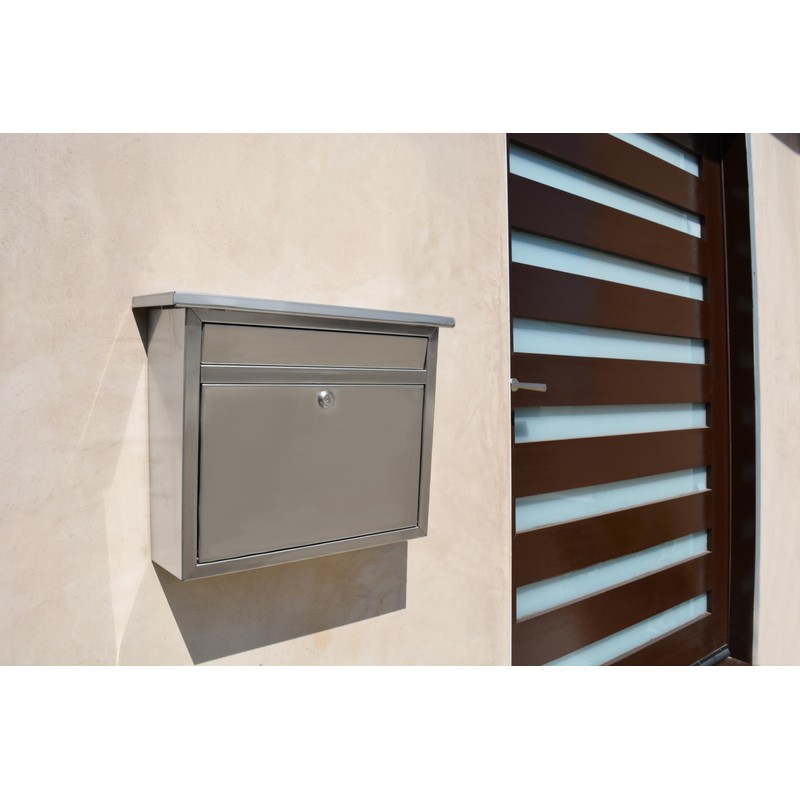 Architectural Mailboxes Maya™ Locking, Wall-Mounted Mailbox for Outside, Metal Stainless