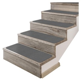 House, Home and More Set of 15 Adhesive Carpet Stair Treads - Gray - 8 Inches X 27 Inches