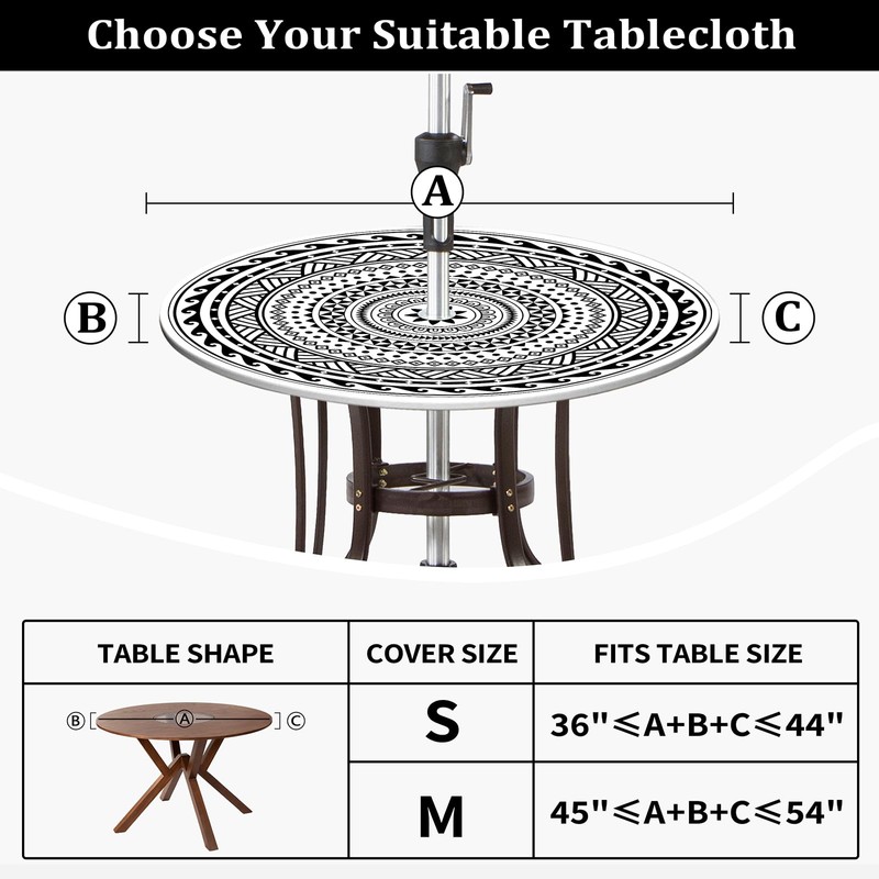 Round Outdoor Tablecloth with Umbrella Hole Waterproof Patio Table Covers