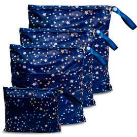 Wet Bag Waterproof Nappy Bag for Travelling Wet Bag Nursery Wet Bag Nursery Laundry Bag Fabric Nappies Laundry Bag Nursery Waterproof Nappy Bag for Baby Set of 4, Sets star, playful