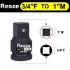 Resze 3/4" to 1" Impact Socket Adapter and Reducer,Large Drive
