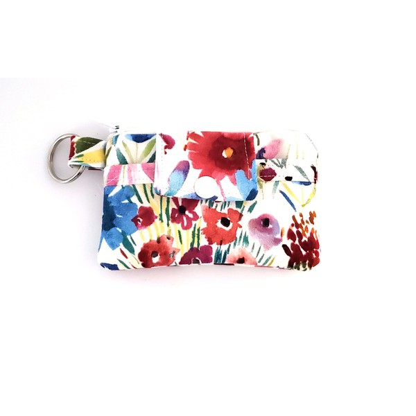 Zipper Mini Wallet Pouch Key Chain Fabric Card Holder Spring