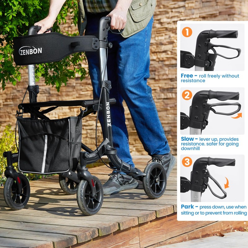 Rollator Walker for Seniors/Adults Foldable Rolling Walker with Seat 330