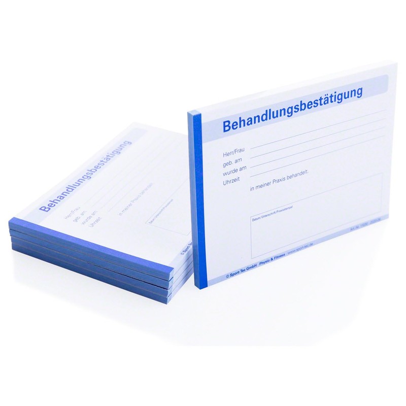 Treatment Confirmation 5 Pads of 50 Sheets Doctor's Practice Physiotherapy