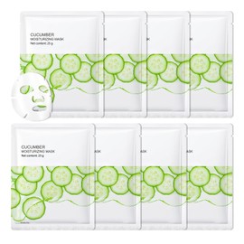 8PCS Face Masks Variety Set,Lightweight Long Lasting Hydrating Sheet Mask,Moisturizing Face Masks Set,Facial Mask Gift Set Suitable for All Skin Types（Cucumber）