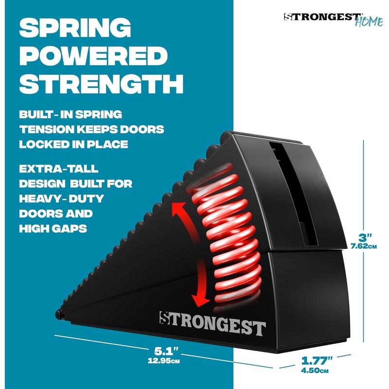 Strongest Home XL Adjustable Door Stopper with Spring – Heavy
