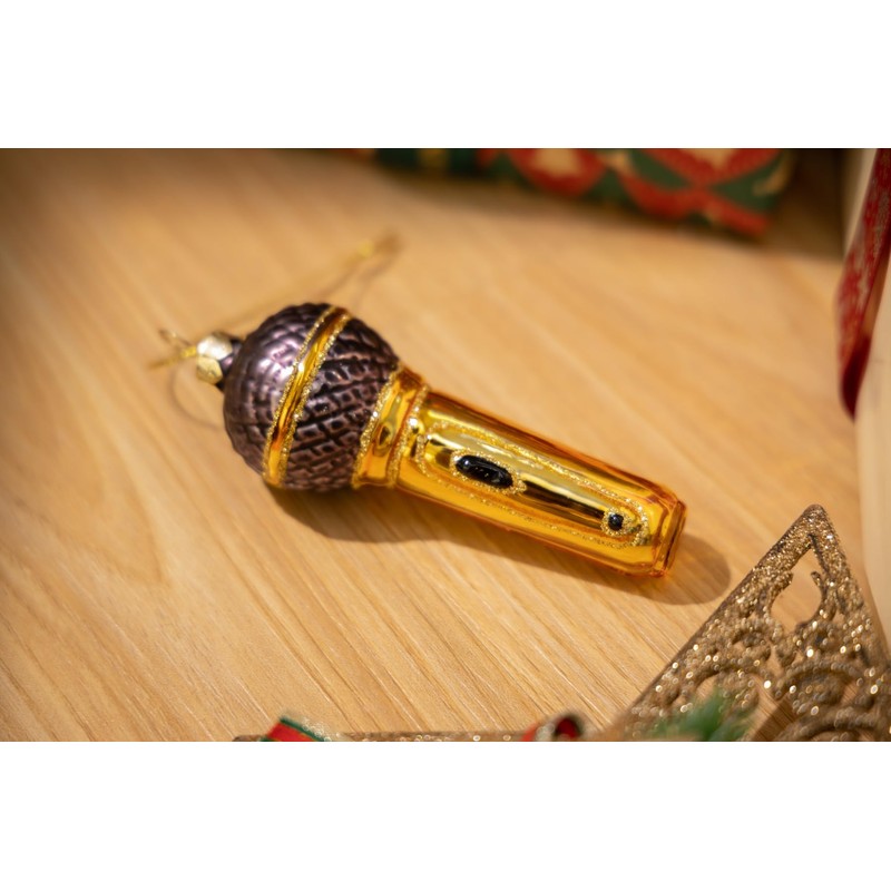 2 Count Hand Blown Glass Microphone Christmas Ornaments for Christmas