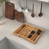 Thalomely Bamboo Kitchen Drawer Organizer, Expandable Utensil Organizer with Removable