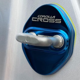 MEKOMEKO CRS-MSGL1 Toyota Corolla Cross Dedicated Striker Cover, Door Lock Cover, Plating, Accessories, Interior Parts, Stainless Steel, 4 PCS, New Model Corolla Cross September 2021 - [Blue 1]