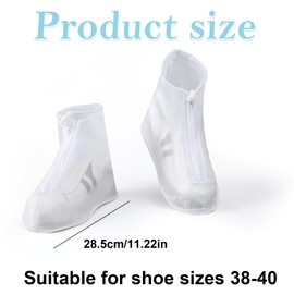 ASOMI Transparent Waterproof Shoe Covers with Zip, Waterproof Shoe Cover with Non-Slip Sole, Overshoes Waterproof, Waterproof Shoe Protection Covers (L)