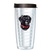 Black Lab Puppy Dog Face w/Black Lid Tumbler Cup 16