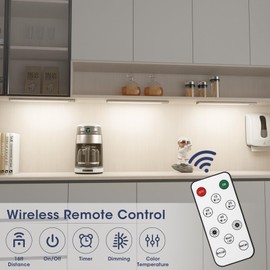 Yacoto Under Cabinet Lighting with Remote Control, 56 LED Motion Sensor Light Indoor 3 Color Temperature Dimmable Rechargeable Wireless Closet Under Counter Lights for Kitchen, Bedroom (2 Pack, 12 In)