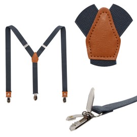 JAIFEI Suspenders And Pre-Tied Bowtie Set For Boys And Men, Casual And Formal (Men(47 inches), Dark Grey)