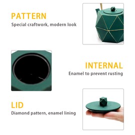 Tea Kettle, TOPTIER Japanese Cast Iron Teapot with Stainless Steel Infuser, Cast Iron Tea Kettle Stovetop Safe, Diamond Design Teapot Coated with Enameled Interior for 40 oz (1200 ml), Green