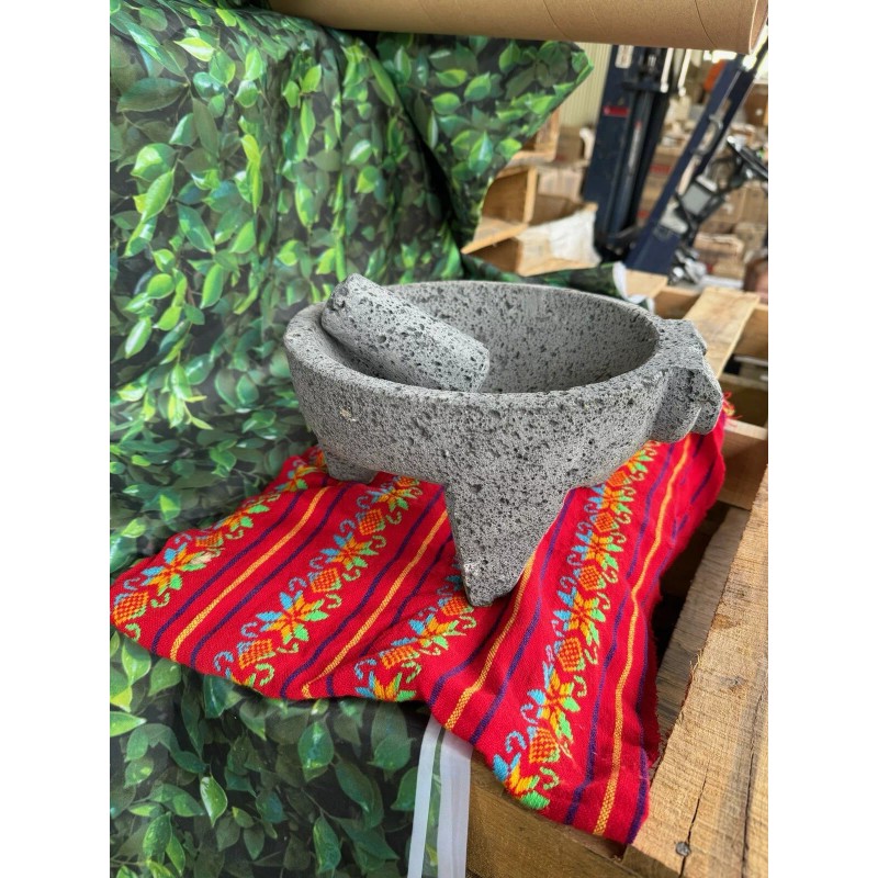 Handmade Molcajete Stone 11in With A Pigs Face Shape