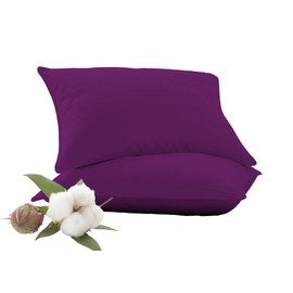 Toddler Travel Pillowcase Set of 2 pc 14x20 inch Plum Solid Baby Pillow Cover 100% Soft Egyption Cotton 500 Thread Count with Zipper Closer Decorative Pillowcase 14x20 Plum Solid