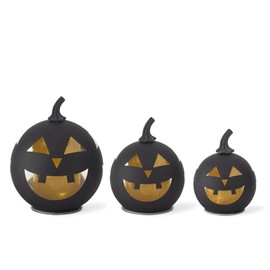 K & K Interiors Jack O Lantern LED Globes Set of 3 42537A