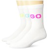 HUGO 3-Pack Neon Logo Quarter Length Ribbed Socks