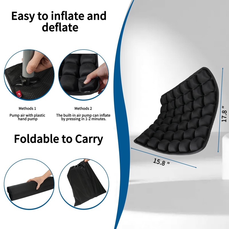 Inflatable Travel Cushion Airplane Seat with Pump for Office Chair,