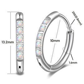 VerveVanguard 1 Pair Opal Small Silver Hoop Earrings For Women Hypoallergenic Dainty Small Cartilage Hoops Earrings 6/8/10/12mm Small and Lightweight for Second Hole Piercing Jewelry