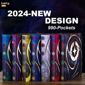 Premium Zipper Binder 990-Pockets Compatible with Lorcana Cards,Trading Cards Album with 3-Ring fit TCG Cards,other Game Cards-Grey