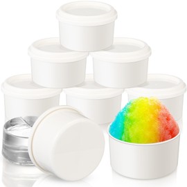 Threehoney 8 Pcs Shaved Ice Block Molds with Lids Food-grade Bpa-free Reusable Round Block Cube Molds Bowl Storage Containers for Shaved Ice Machine Freezer, 3.15'' Diameter, 1.77'' Height