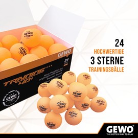 GEWO Table Tennis Balls Training 40+ - 3 Star Table Tennis Balls Made of ABS Plastic with Seam - High-Quality Ping Pong Balls, Diameter 40 + mm, Storage Pack of 24 Pieces, Orange