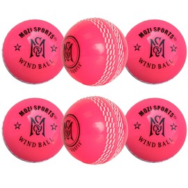 Mozi Sports Wind Cricket Balls - Indoor & Outdoor Soft Training Cricket Balls for Skills Coaching Practice (6x Pink WB)