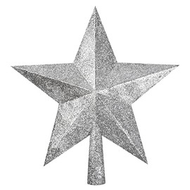 Silver Glitter Star Tree Topper Christmas Tree Topper for Christmas Home Decoration (Silver)