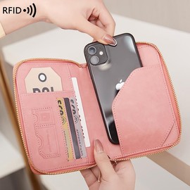 KARRESLY Passport Holder Covers Case with Safe Zipper Closure, RFID Blocking PU Leather Waterproof Travel Wallet for Women Men, Pink, Rfid Passport Wallet