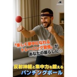 HIRAISM Punching Ball, Boxing, Reflexes, Movable Vision, Focus Training, Home, Stress Relief, Fitness, Feel Game, For Kids, Adults, 4 Balls, 2 Headbands, Storage Bag Included