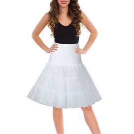 YAOGEG Petticoats for Women 50s Vintage Tulle Petticoat Half Slip Tutu Crinoline Underskirt (S, White)