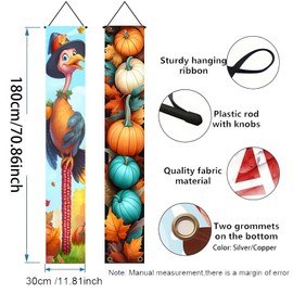 HOMETITUTE Fall Porch Banner Sign, Thansgiving Decorations Cute Pumpkin Maple Leaf Turkey Door Banner Fall Banners Thanksgiving Porch Decor Autumn Farmhouse House Outdoor Door Wall Hanging Decor