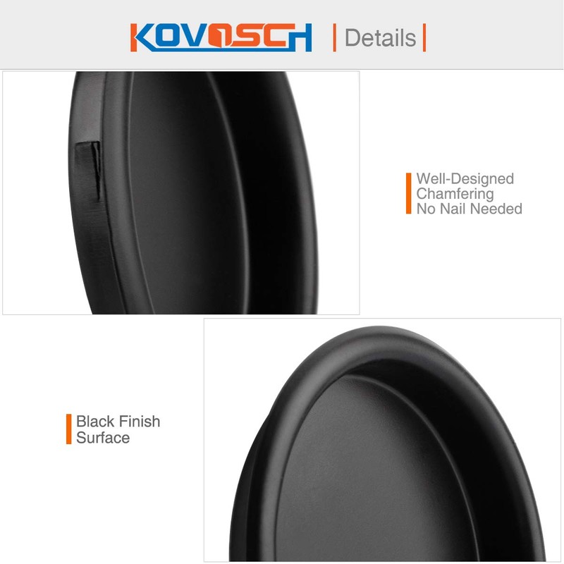 KOVOSCH 10 Pack Closet Door Finger Pull Black - 2-1/8”