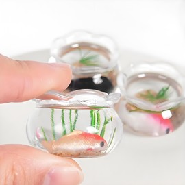 Miniature Pink Goldfish Bowls for Dollhouse – Realistic Resin Fish Tank Accessories, Cute Animal Figurines, Smooth Surface, Fairy Garden Decor, 1:12 Scale, Perfect for Cupcake Toppers & DIY Projects.