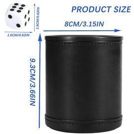 CHSG Leather Dice Cup, 4 Quiet Dice Shaker Cups with 20 Dice, Classic Handmade Leather Cup, Quality Dice Cup, for Bar Party, Yahtzee Farkle Dice Games, Coffee