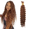 Kameinike Brown Deep Wave Bulk Human Hair for Boho Braids,