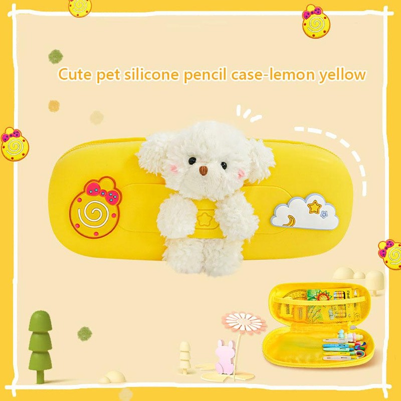 Silicone Pencil Case Cute Cartoon Stationery Plush Doll Animal Storage